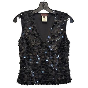Marina by Marina Bresler Vintage Large Circle Sequin Black Tank M